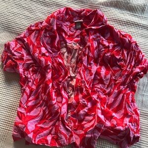 a new day Red and Pink Patterned Top